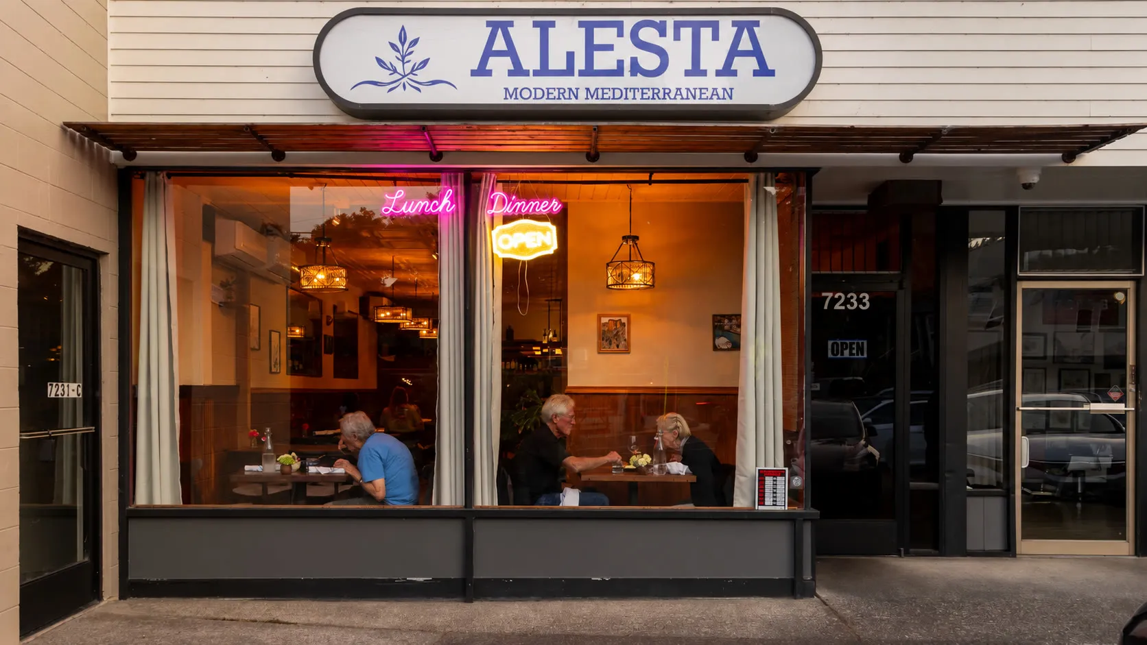 Alesta Modern Mediterranean storefront at 7233 Healdsburg Avenue in Sebastopol