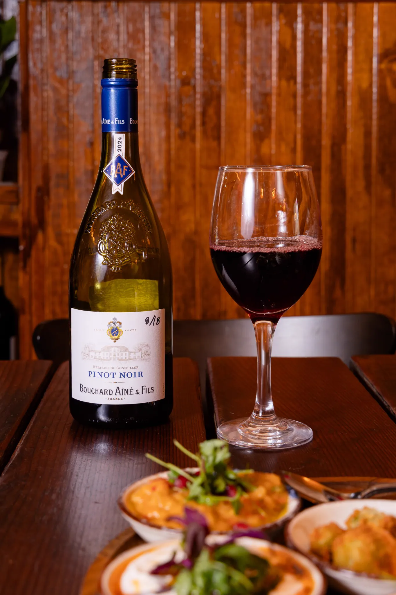 Wine served with dinner at Alesta in Sebastopol